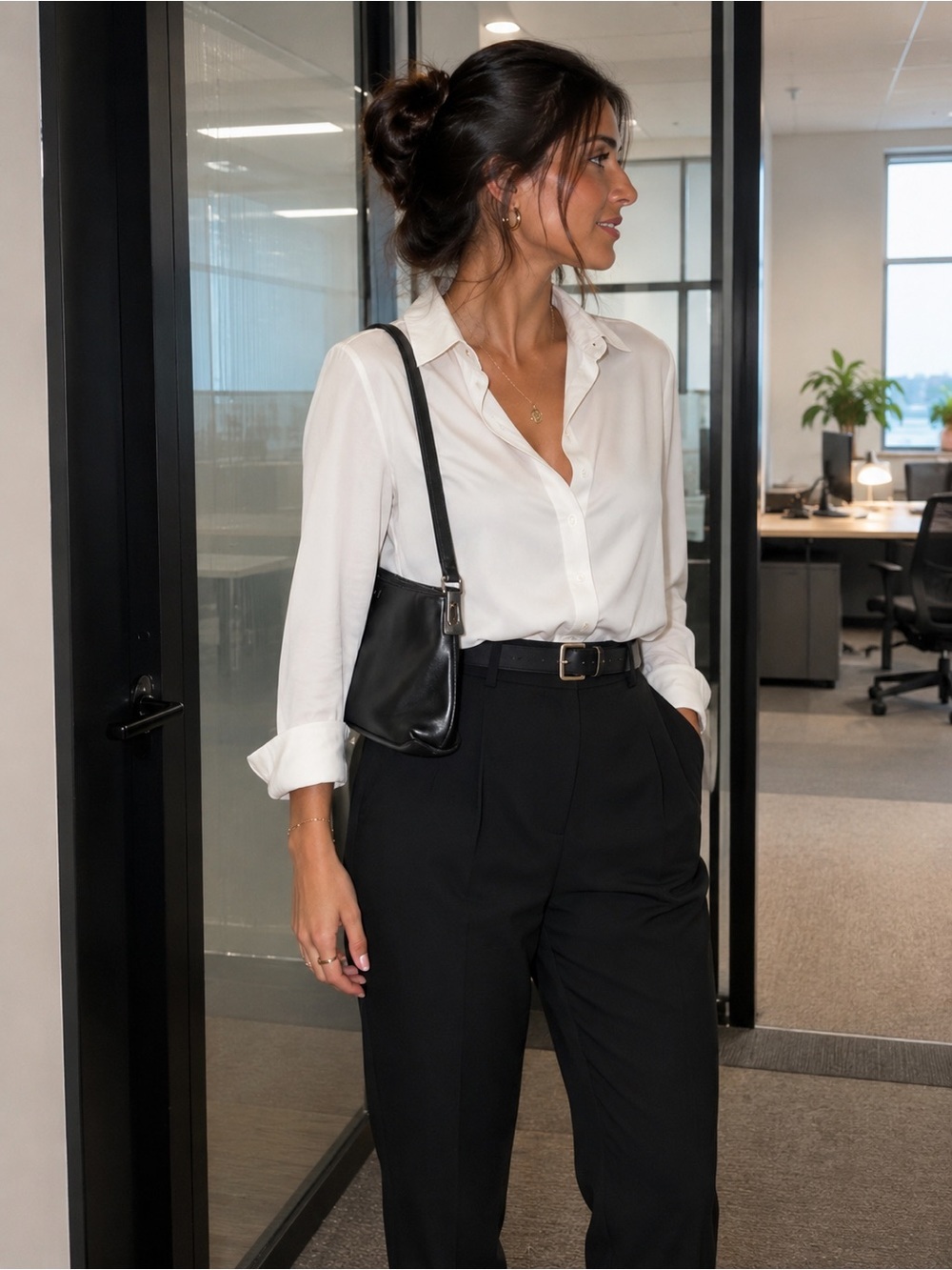 MAX Studio Black Leather Shoulder Bag Minimalist Y2K Purse